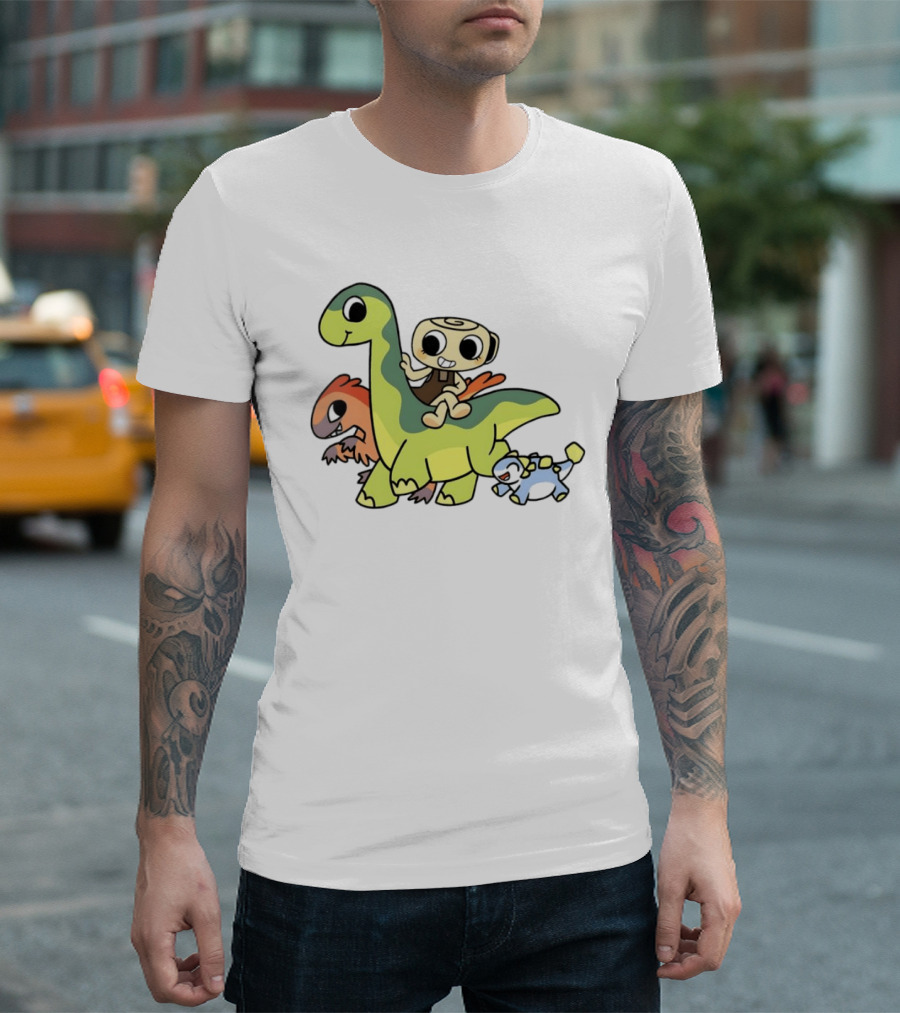 Cinnamon Roll Riding Dinosaurs Cute Cartoon Characters T-Shirt