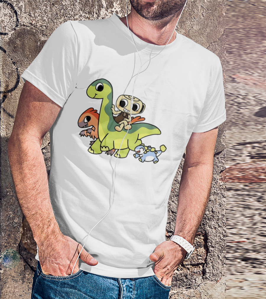 Cinnamon Roll Riding Dinosaurs Cute Cartoon Characters T-Shirt