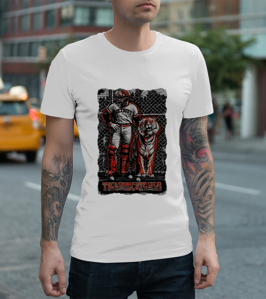 Detroit Tigerrcatcher Baseball Apparel Tiger & Catcher T-Shirt