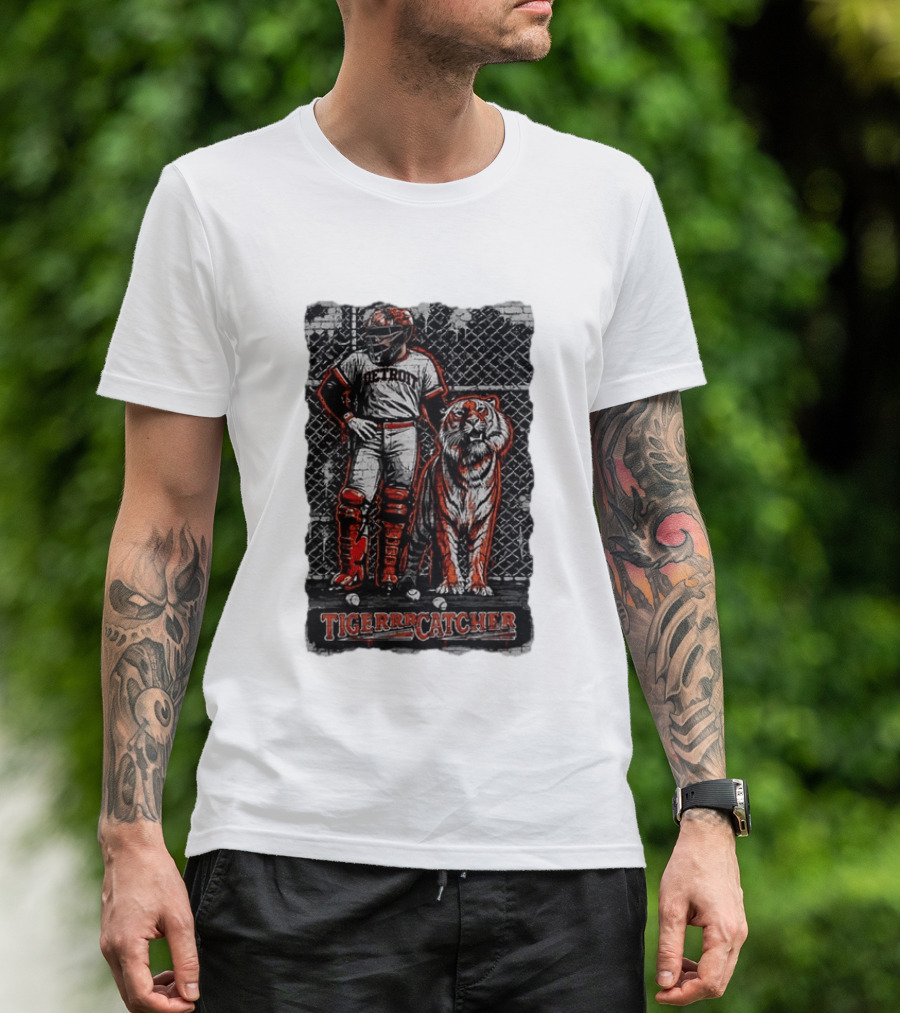 Detroit Tigerrcatcher Baseball Apparel Tiger & Catcher T-Shirt
