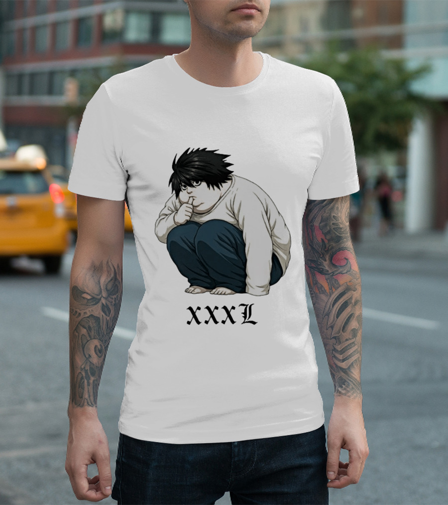 L Lawliet Xxxl Meme Anime Character Sitting Pose T-Shirt