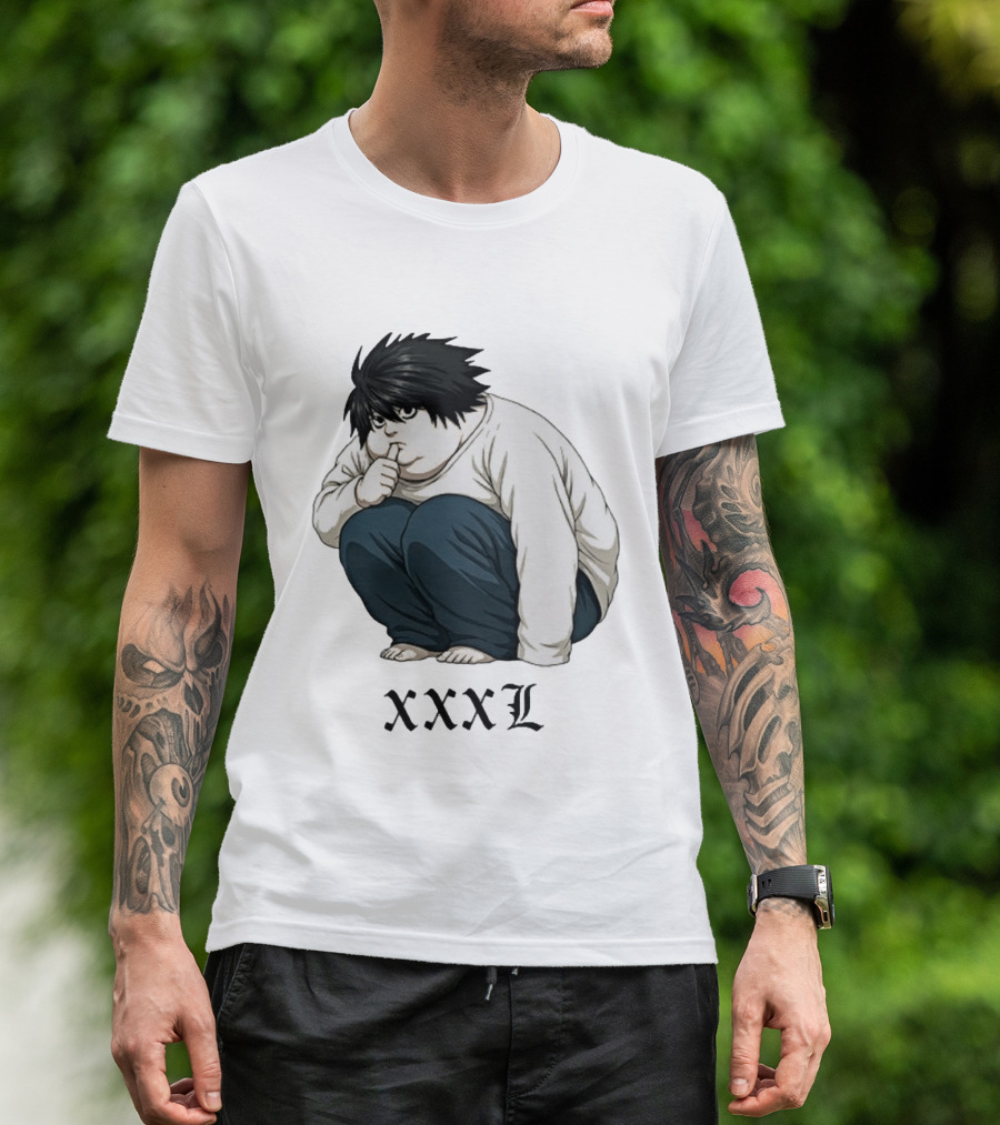 L Lawliet Xxxl Meme Anime Character Sitting Pose T-Shirt