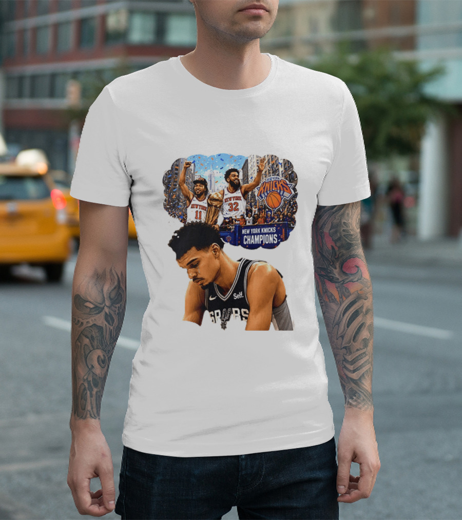 Victor Wembanyama Spurs Dreaming Jalen Brunson Karl Anthony Towns Knicks Champions T-Shirt