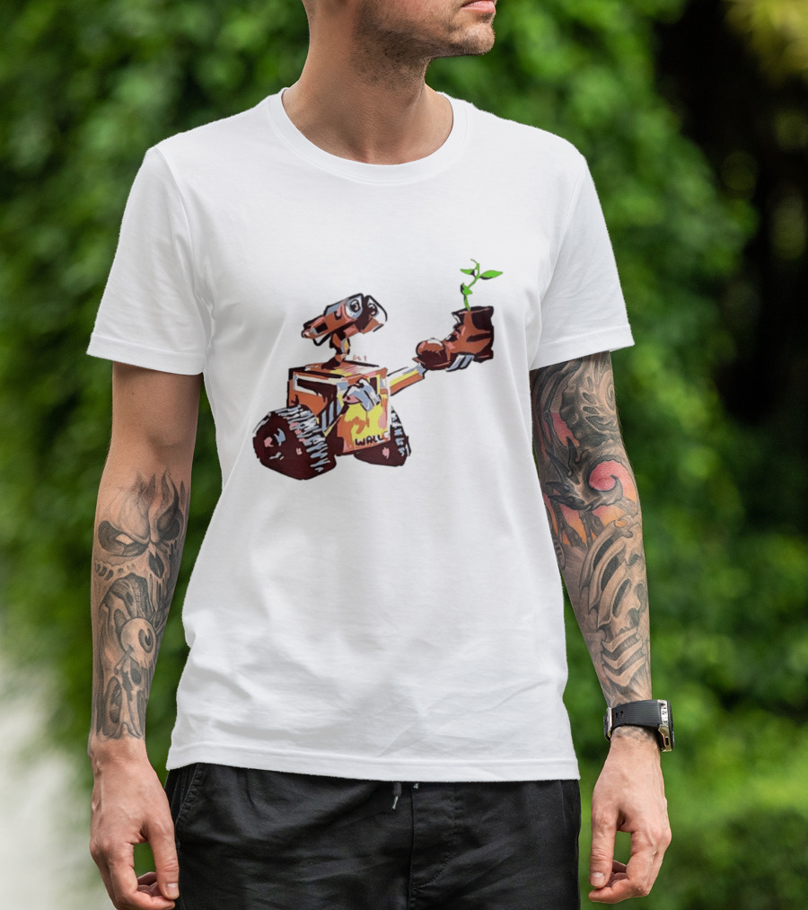 Pixar WALL E Holding Boot With Plant Iconic Scene T-Shirt