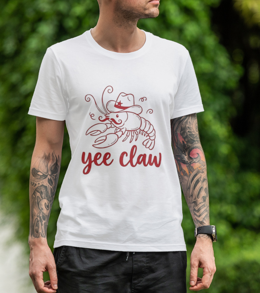 Yee Claw Lobster Cowboy Hat Rodeo Wrangler T-Shirt