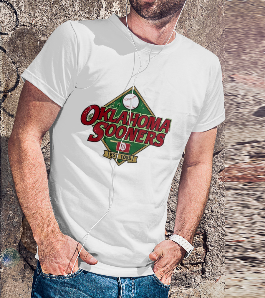 Oklahoma Sooners NCAA Baseball Est 108S Red Green Sports T-Shirt