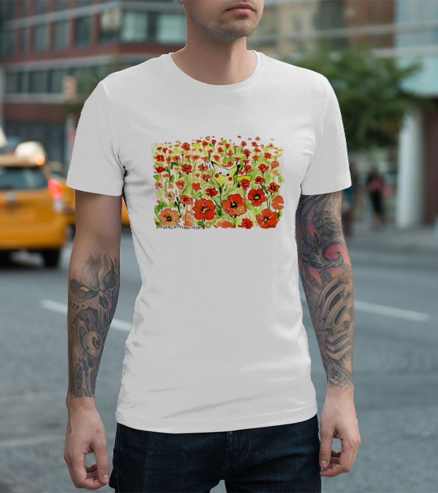 Pikachu Pokemon Everlasting Ash Floral Field T-Shirt