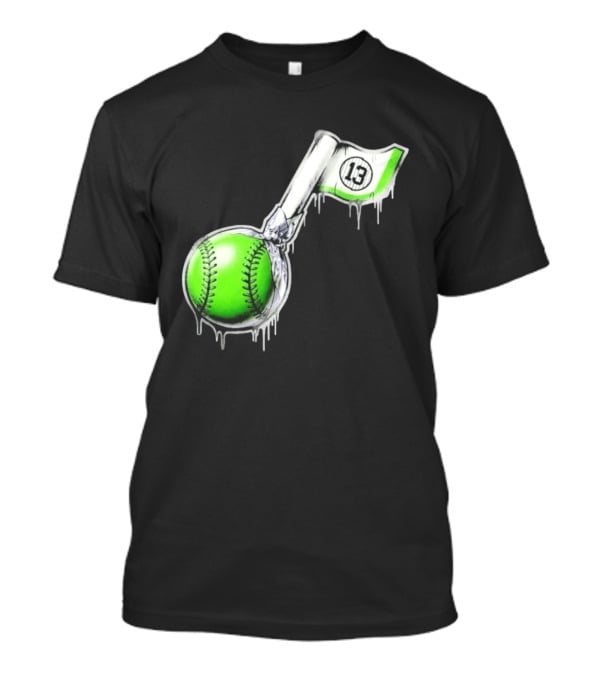 13 Baseball Lollipop Dripping Ice Cream Green Ball T-Shirt