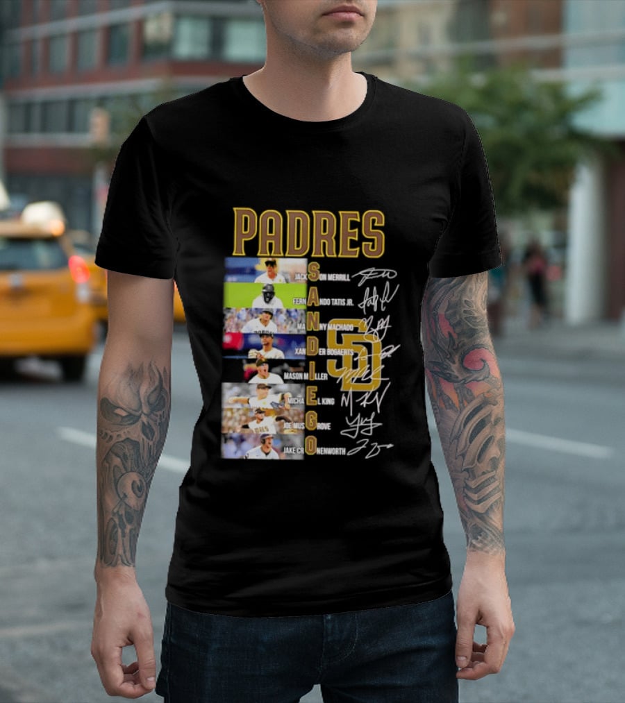 Padres San Diego Jackson Merrill Fernando Tatis Jr Manny Machado MLB Team Logos T-Shirt