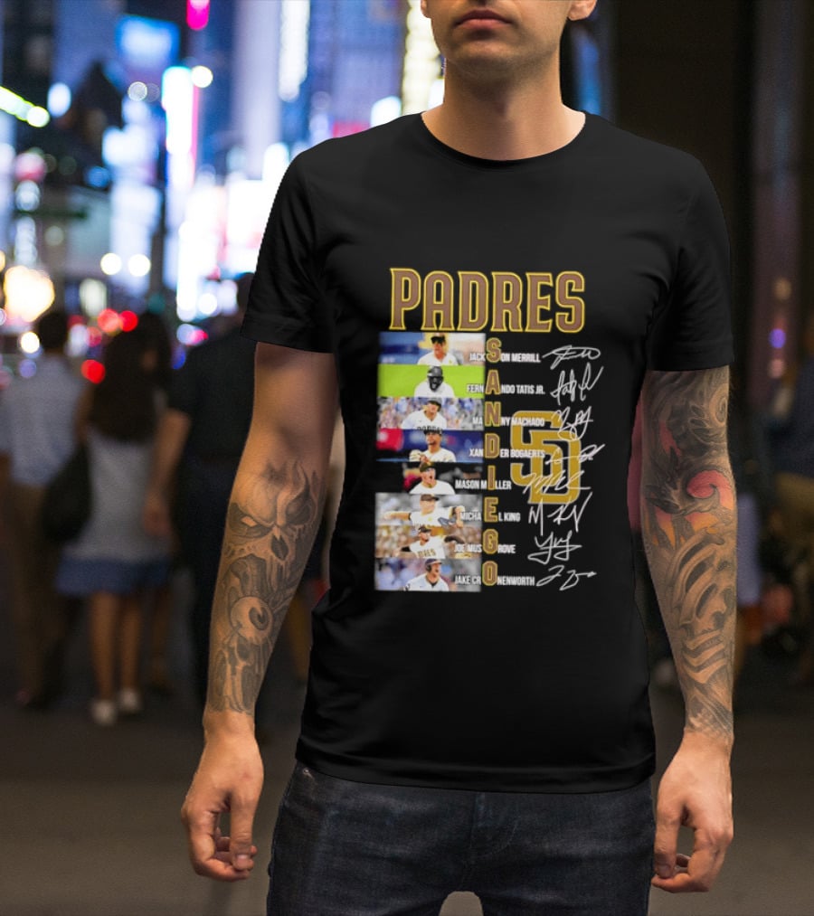 Padres San Diego Jackson Merrill Fernando Tatis Jr Manny Machado MLB Team Logos T-Shirt