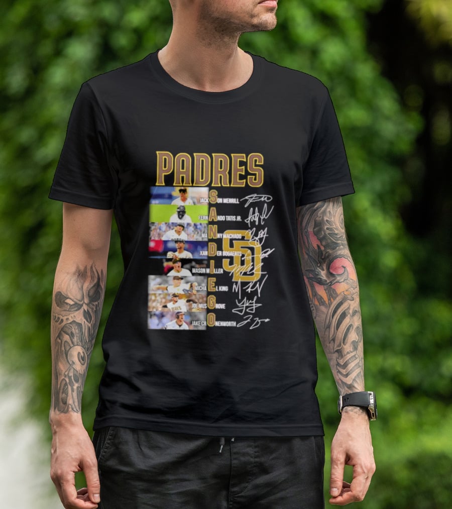Padres San Diego Jackson Merrill Fernando Tatis Jr Manny Machado MLB Team Logos T-Shirt