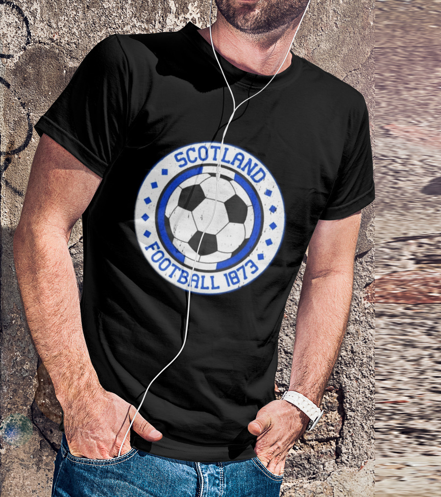 Scotland Football Soccer Ball Emblem 1873 Vintage Blue And White T-Shirt