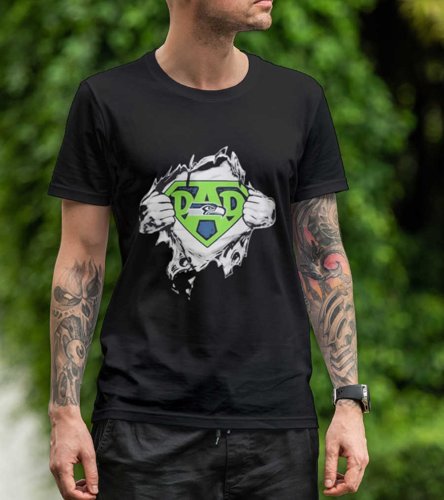 Seattle Seahawks Super Dad Ripped Chest DAD T-Shirt