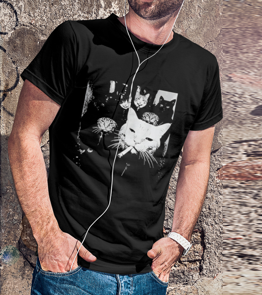 Smoking Cats Street Gang Hardened Feline Crew Members Motorcycle Club T-Shirt