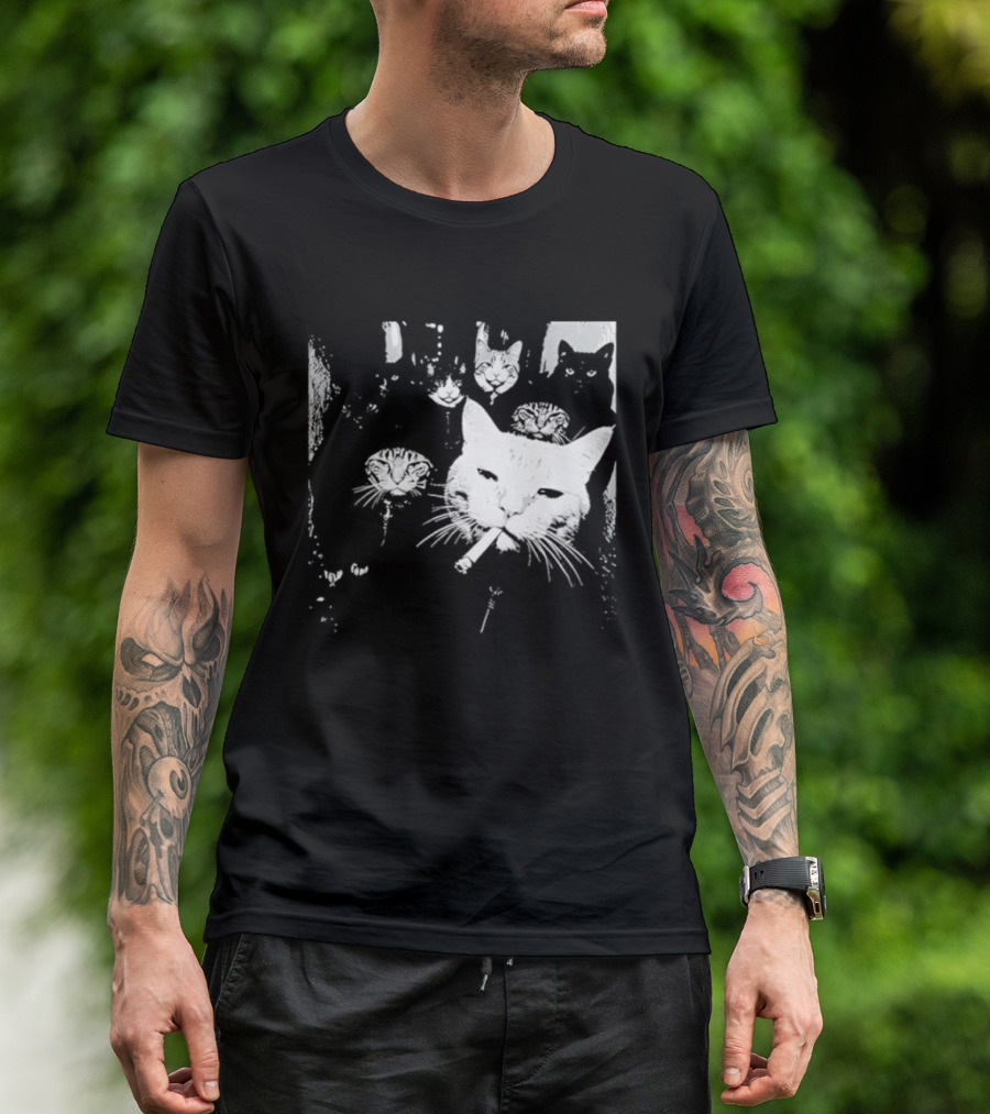 Smoking Cats Street Gang Hardened Feline Crew Members Motorcycle Club T-Shirt