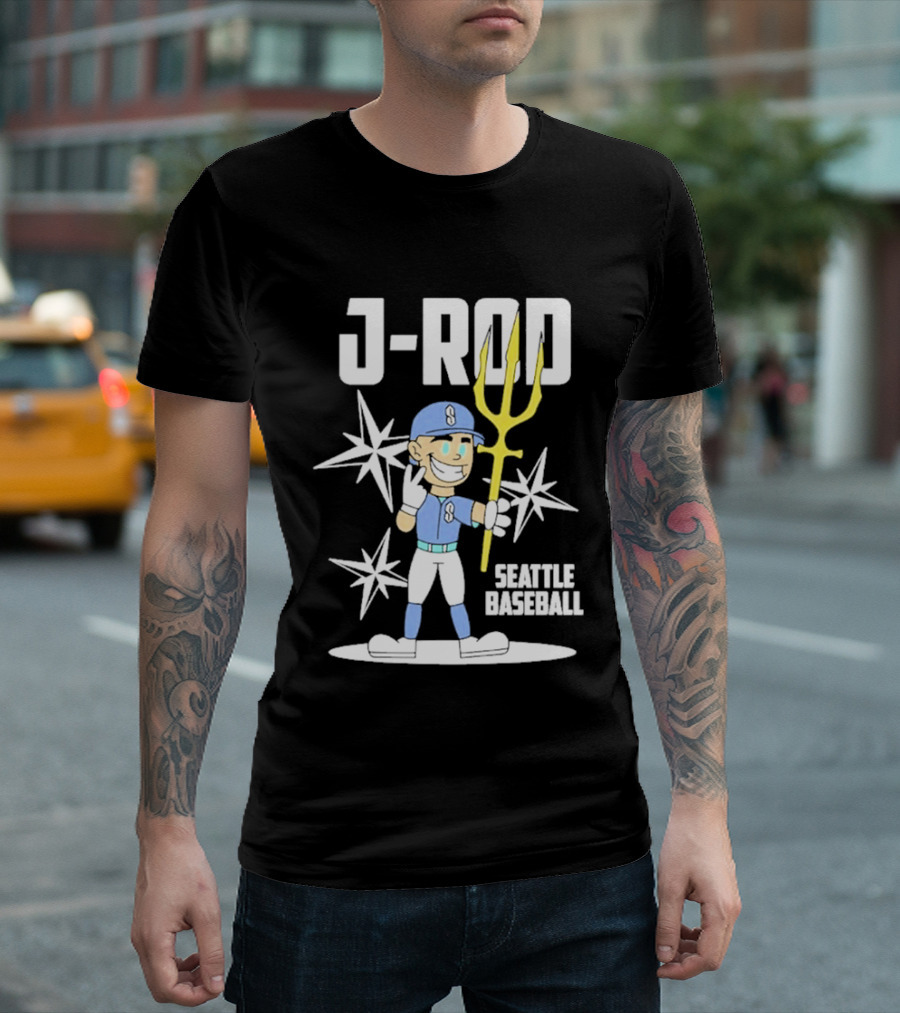 J Rod Seattle Baseball Julio Rodríguez Cartoon Trident Stars T-Shirt