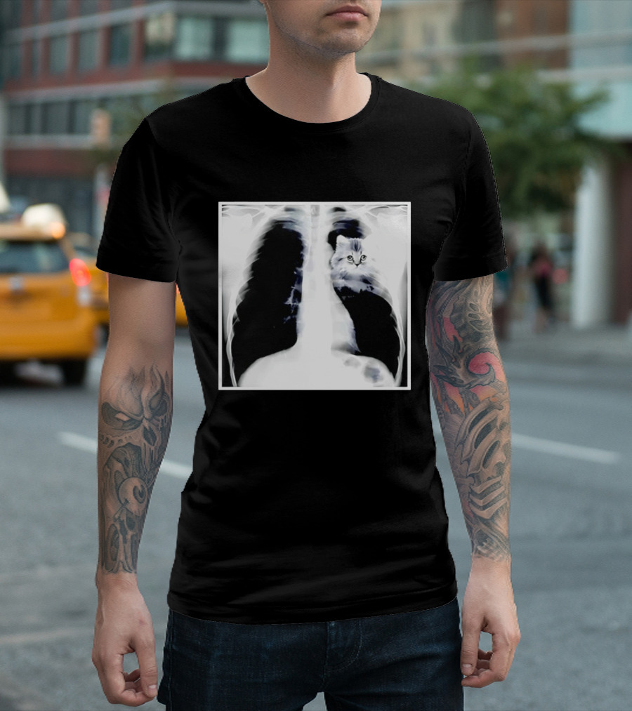 Kitten Chest X Ray Discovery Funny Cat Inside Joke T-Shirt