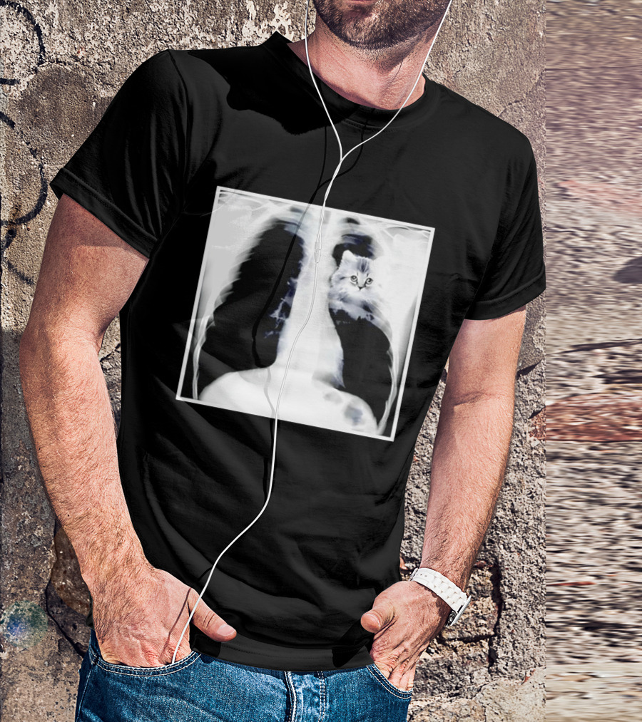 Kitten Chest X Ray Discovery Funny Cat Inside Joke T-Shirt