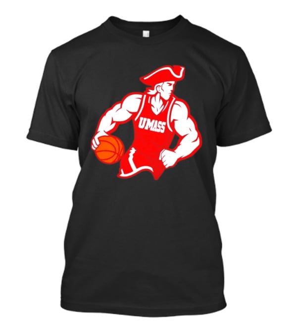 UMass Basketball Player Minuteman Holding Basketball T-Shirt