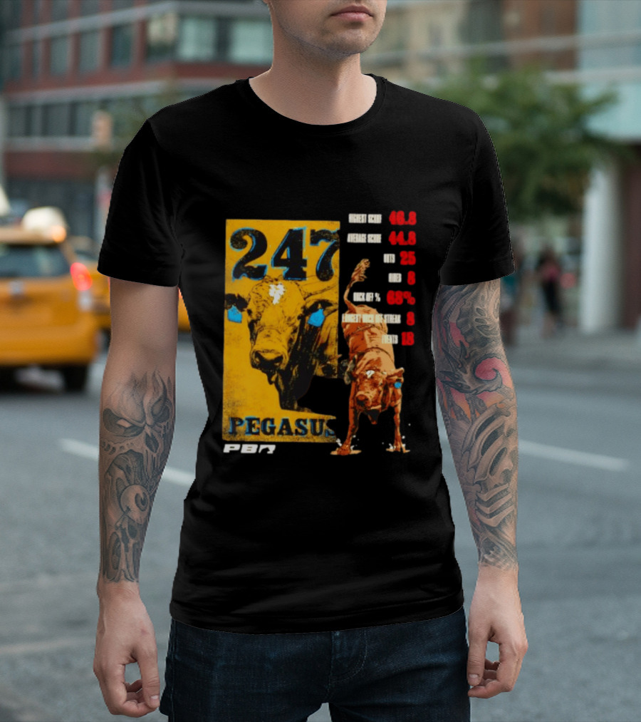 Pegasus 247 PBR Bull Riding Outs Stats Highest Average Score T-Shirt