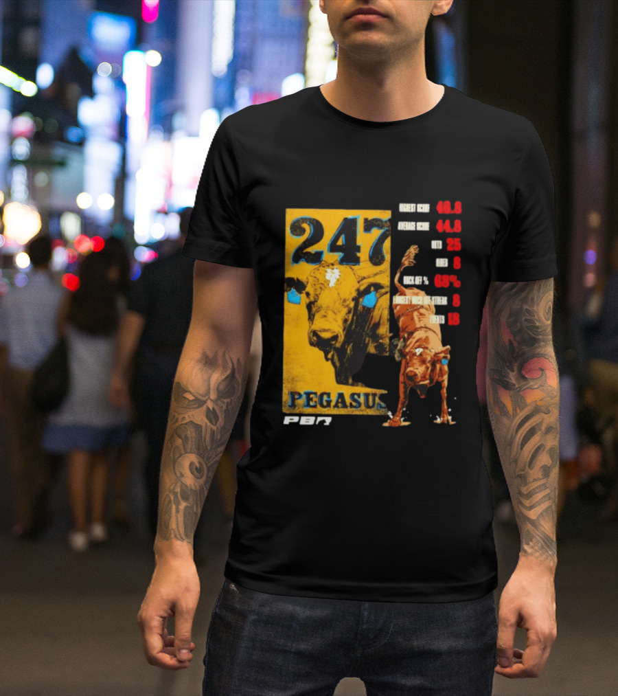 Pegasus 247 PBR Bull Riding Outs Stats Highest Average Score T-Shirt