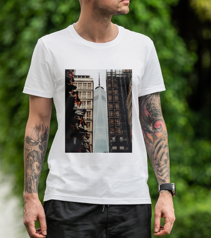 Jalen Brunson New York Knicks One World Trade Center Basketball Sneakers T-Shirt