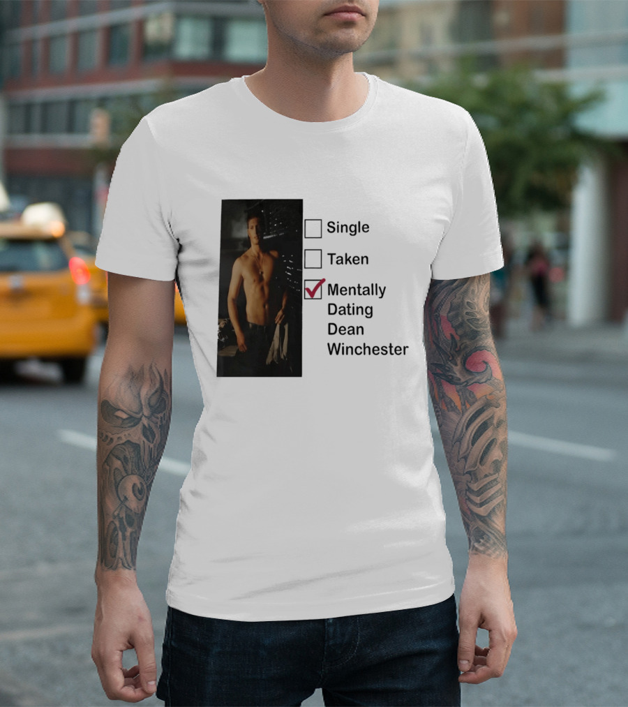 Jensen Ackles Less Mentally Dating Dean Winchester Single Taken Checked T-Shirt