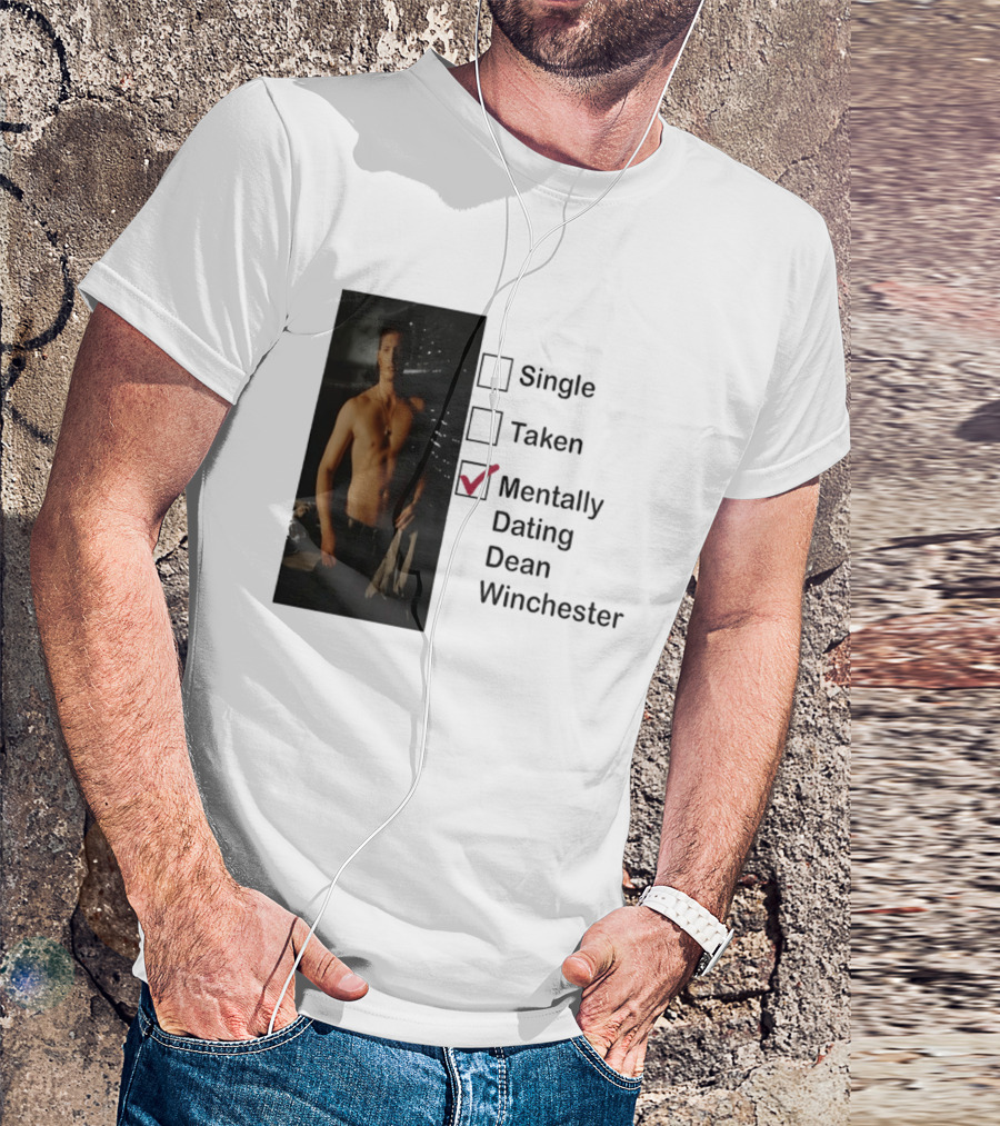 Jensen Ackles Less Mentally Dating Dean Winchester Single Taken Checked T-Shirt