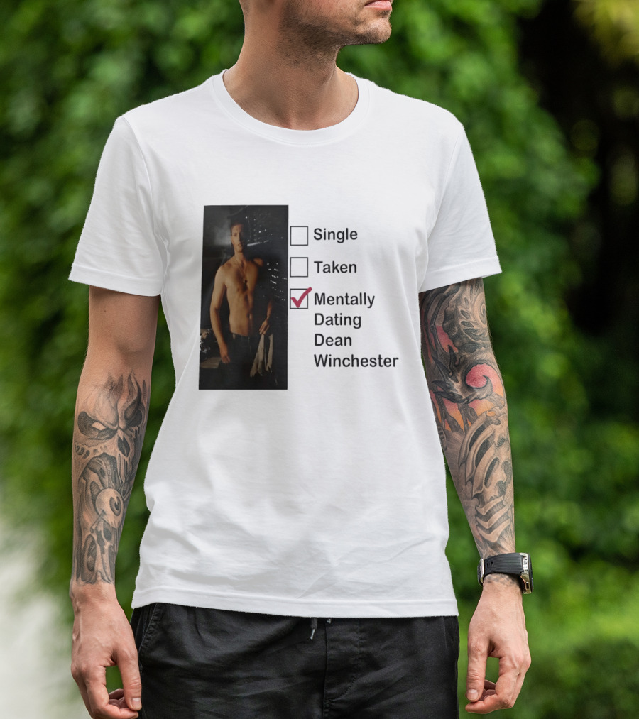 Jensen Ackles Less Mentally Dating Dean Winchester Single Taken Checked T-Shirt