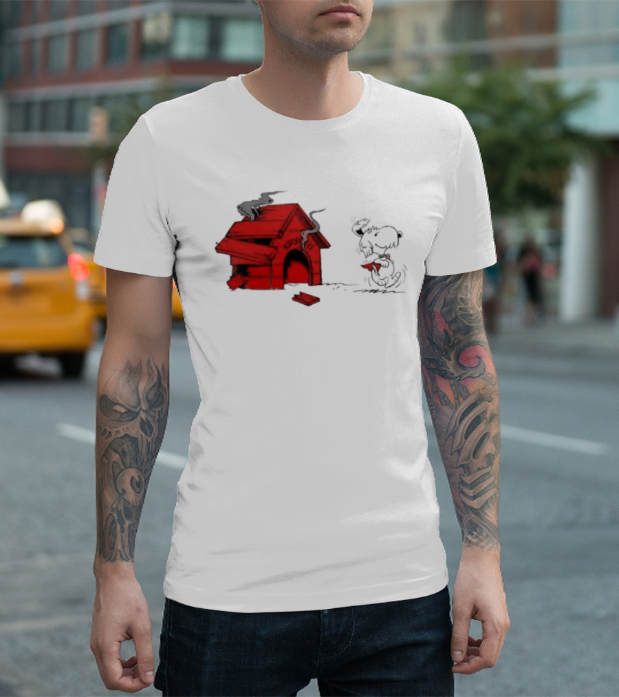 Krypto The Superdog Peanuts Snoopy Comic Book House Destruction Scene T-Shirt
