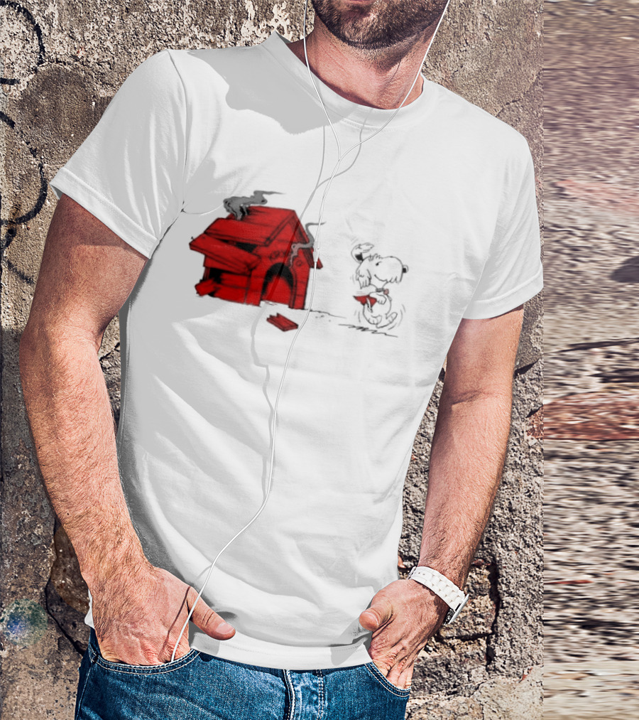 Krypto The Superdog Peanuts Snoopy Comic Book House Destruction Scene T-Shirt