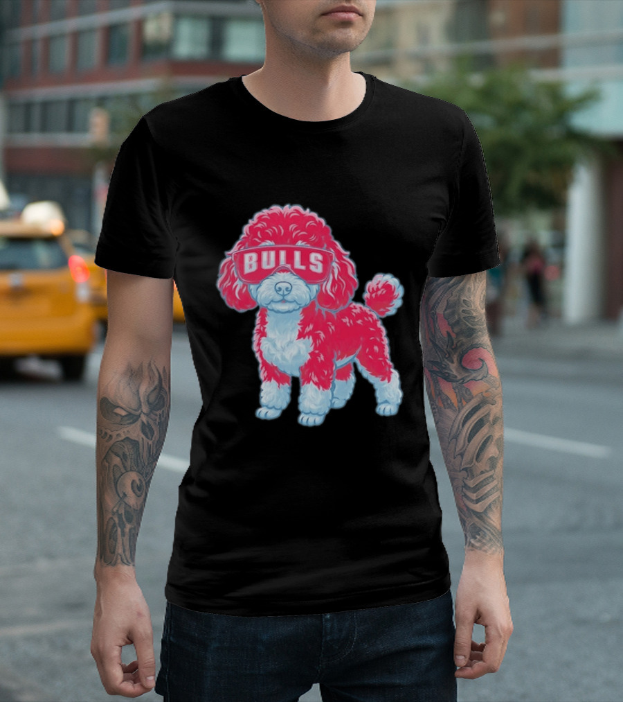 Chicago Bulls Poodle Cartoon Glasses T-Shirt