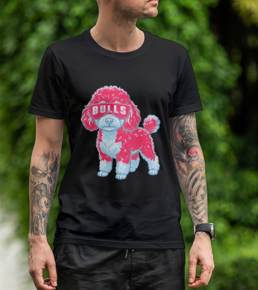 Chicago Bulls Poodle Cartoon Glasses T-Shirt