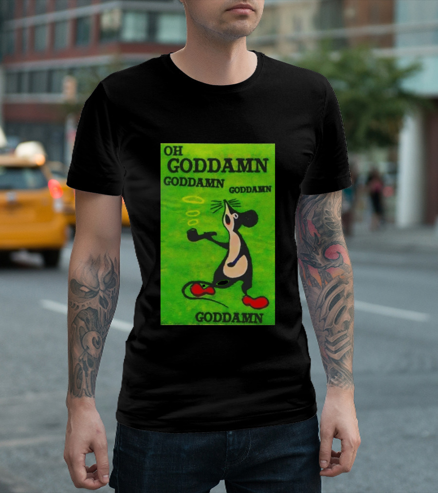 Oh Goddamn Mouse Smoking Pipe Humorous Phrase T-Shirt