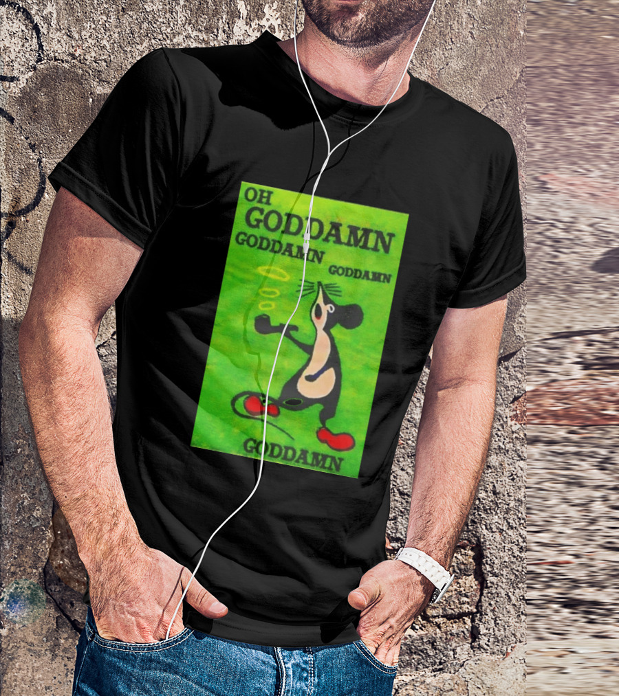 Oh Goddamn Mouse Smoking Pipe Humorous Phrase T-Shirt