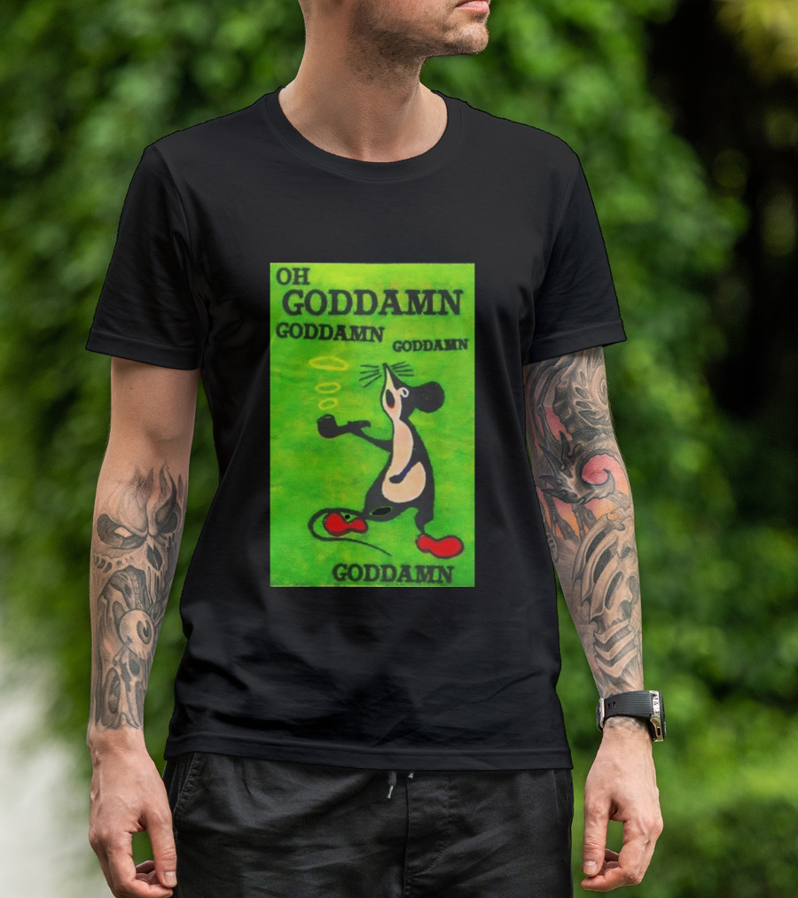 Oh Goddamn Mouse Smoking Pipe Humorous Phrase T-Shirt