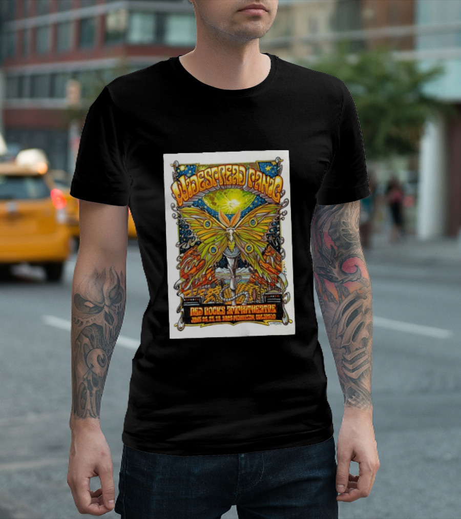 Widespread Panic June 26 28 2026 Red Rocks Amphitheatre Morrison Colorado Moth And Cosmic Sky T-Shirt