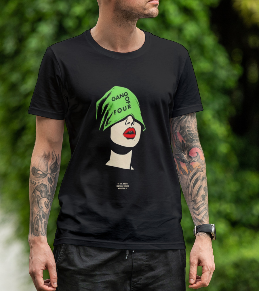 Gang Of Four June 25 2026 Woodstock NY With Green Hat And Red Lips T-Shirt