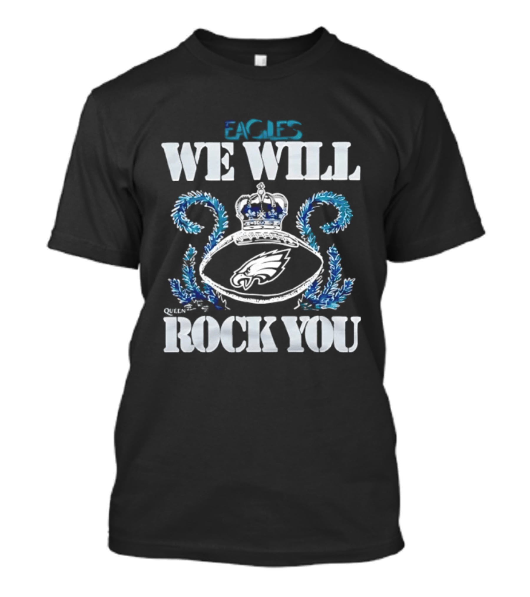 Philadelphia Eagles We Will Rock You Crown And Football T-Shirt