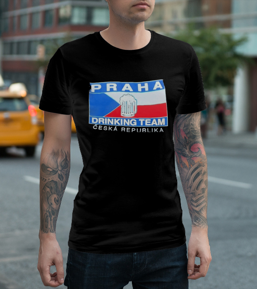 PRAHA Drinking Team Ceska Republika Flag Beer T-Shirt