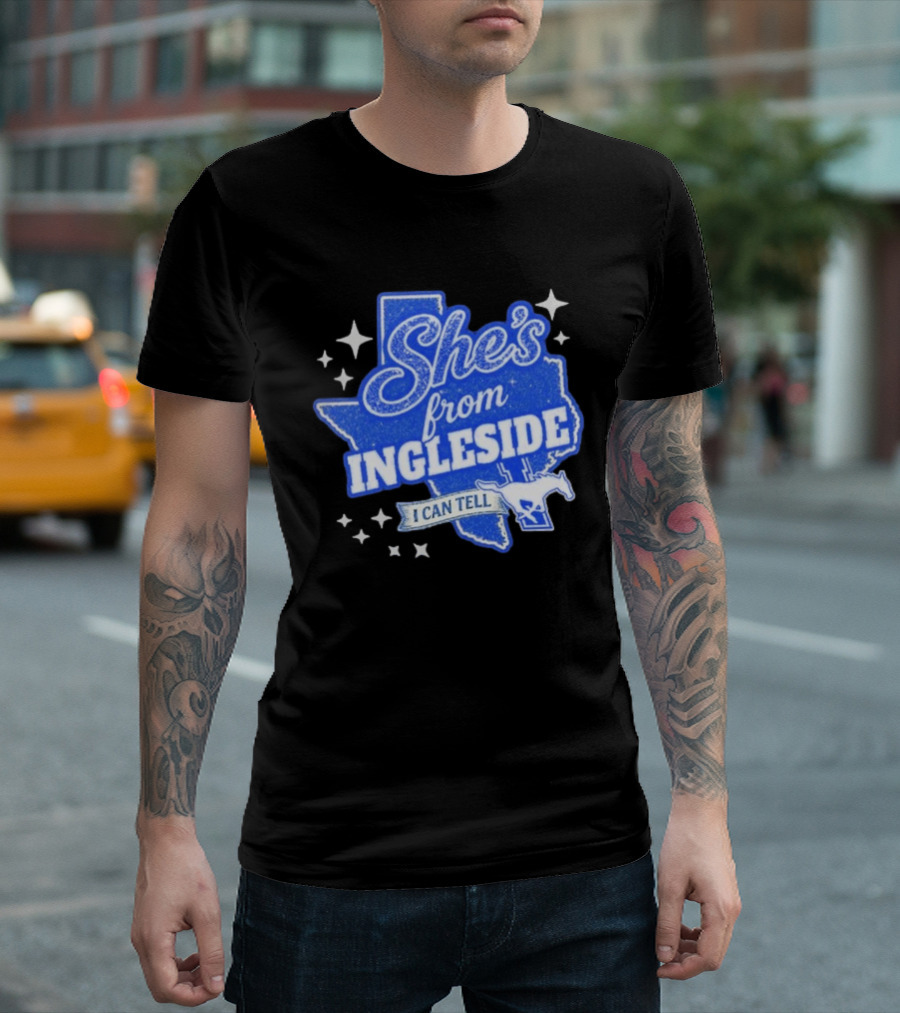 She's From Ingleside I Can Tell Texas Map Mustang T-Shirt