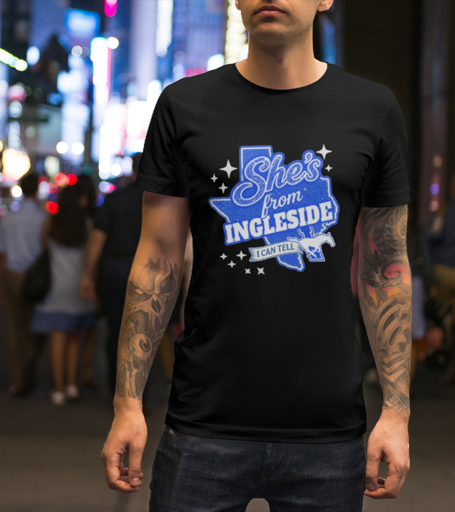She's From Ingleside I Can Tell Texas Map Mustang T-Shirt