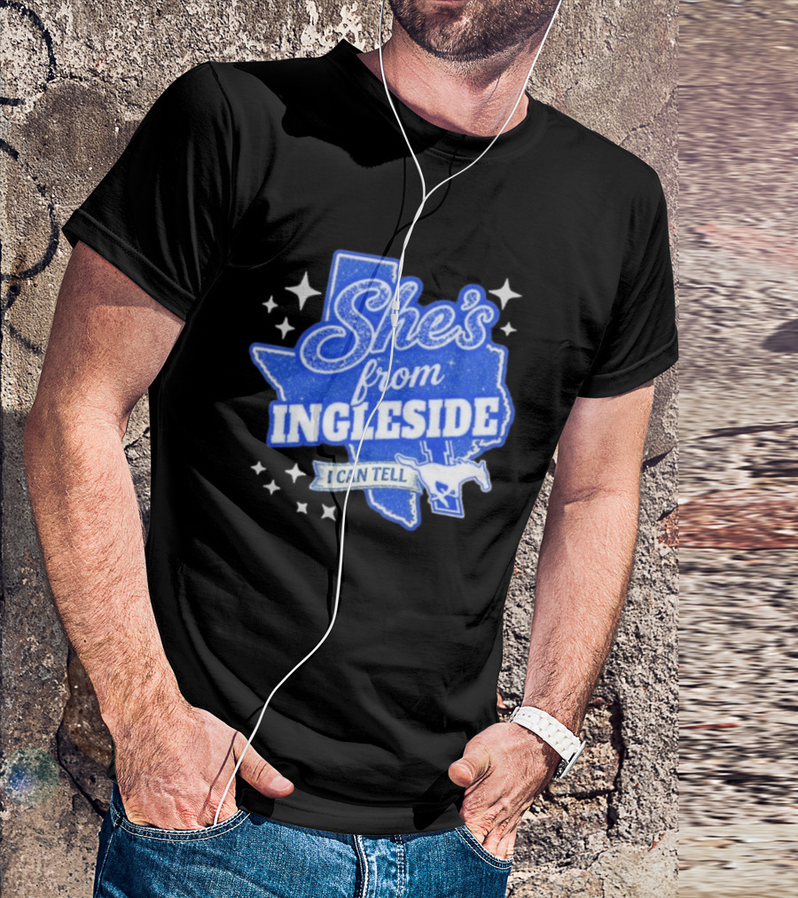 She's From Ingleside I Can Tell Texas Map Mustang T-Shirt