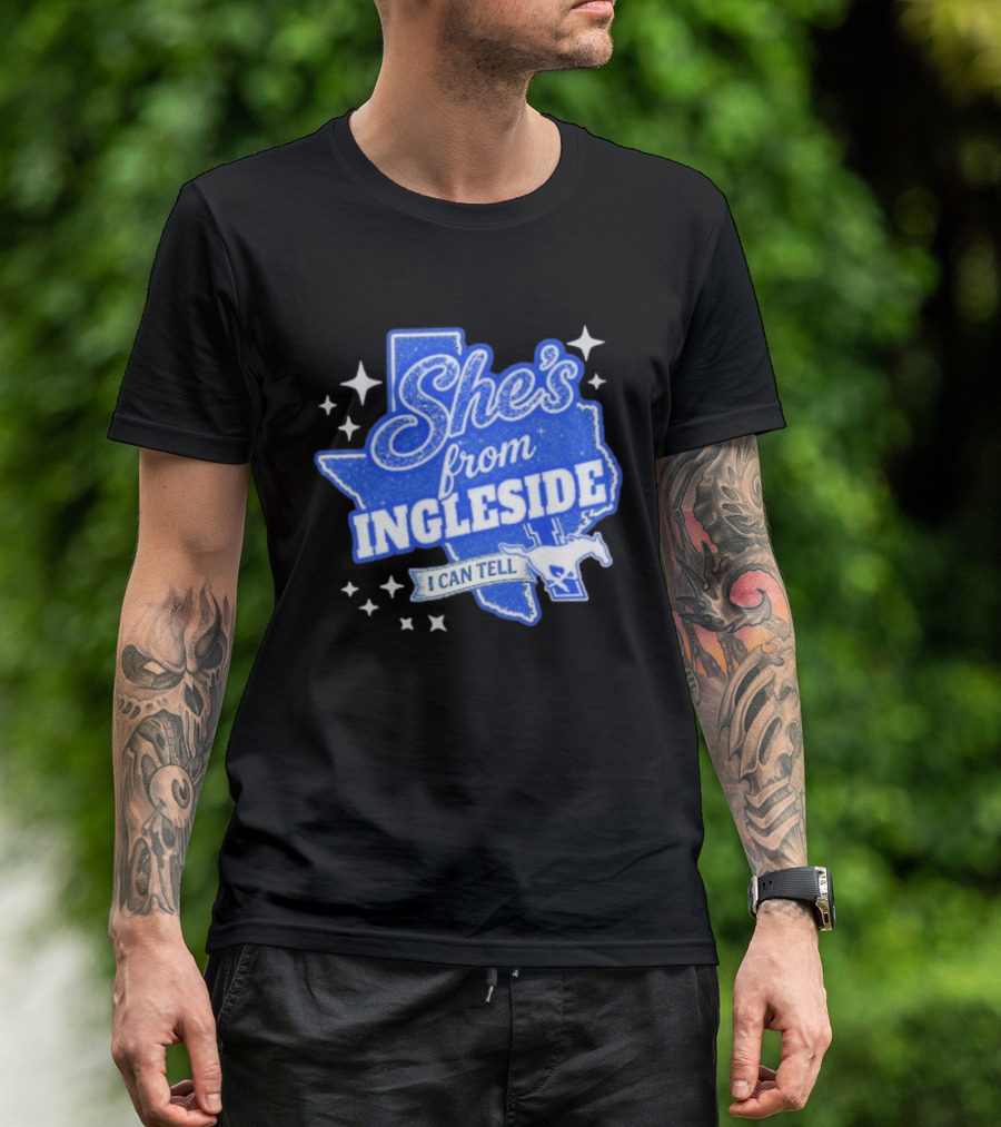 She's From Ingleside I Can Tell Texas Map Mustang T-Shirt