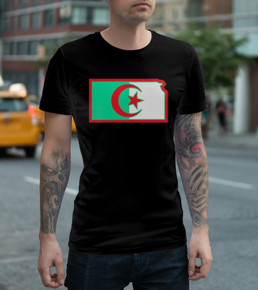 Lawrence Kansas Algeria Flag Map T-Shirt
