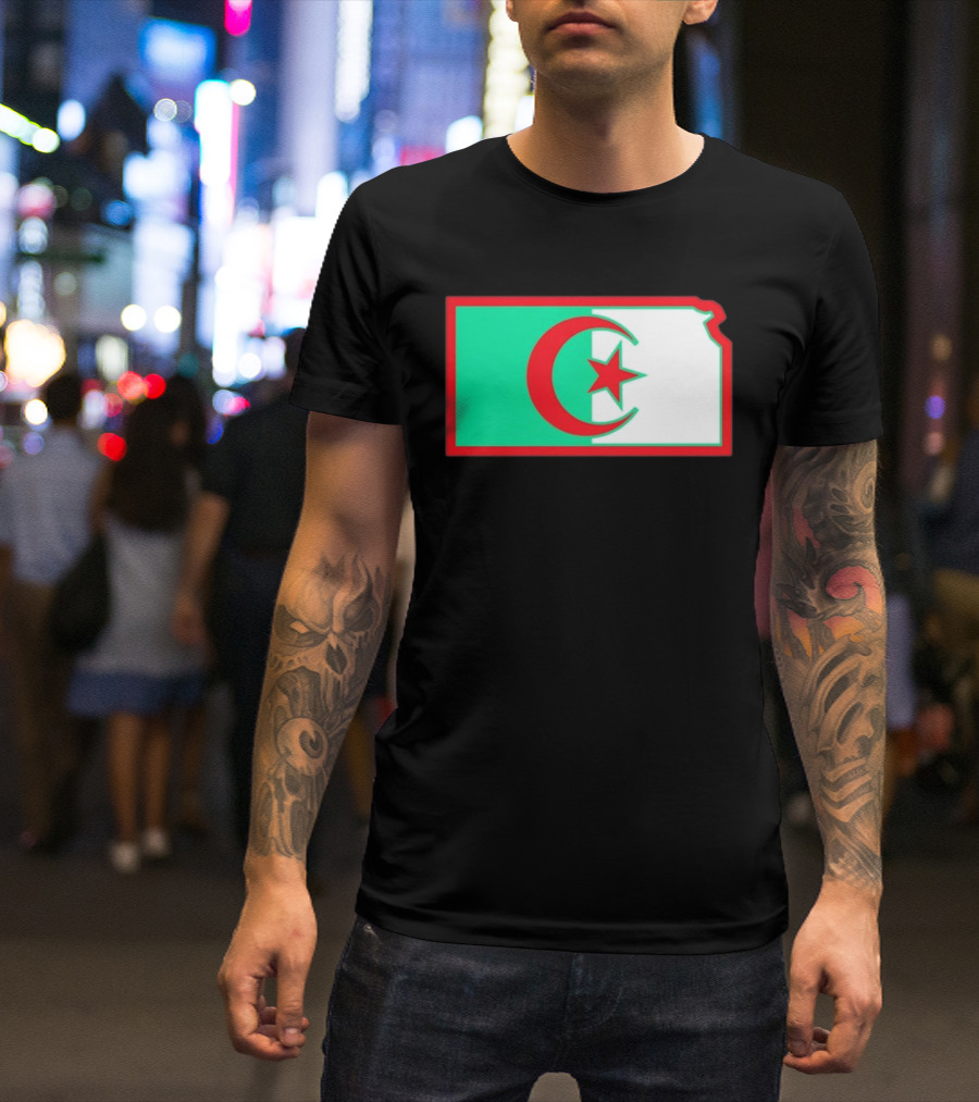 Lawrence Kansas Algeria Flag Map T-Shirt