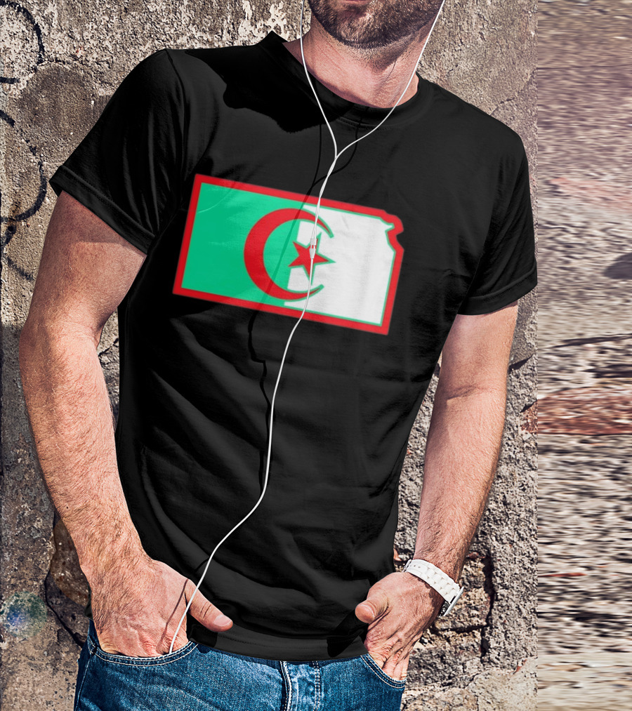 Lawrence Kansas Algeria Flag Map T-Shirt