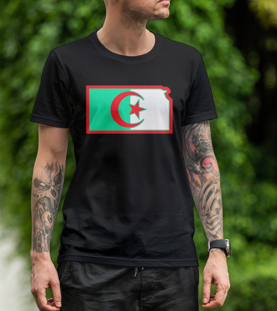 Lawrence Kansas Algeria Flag Map T-Shirt