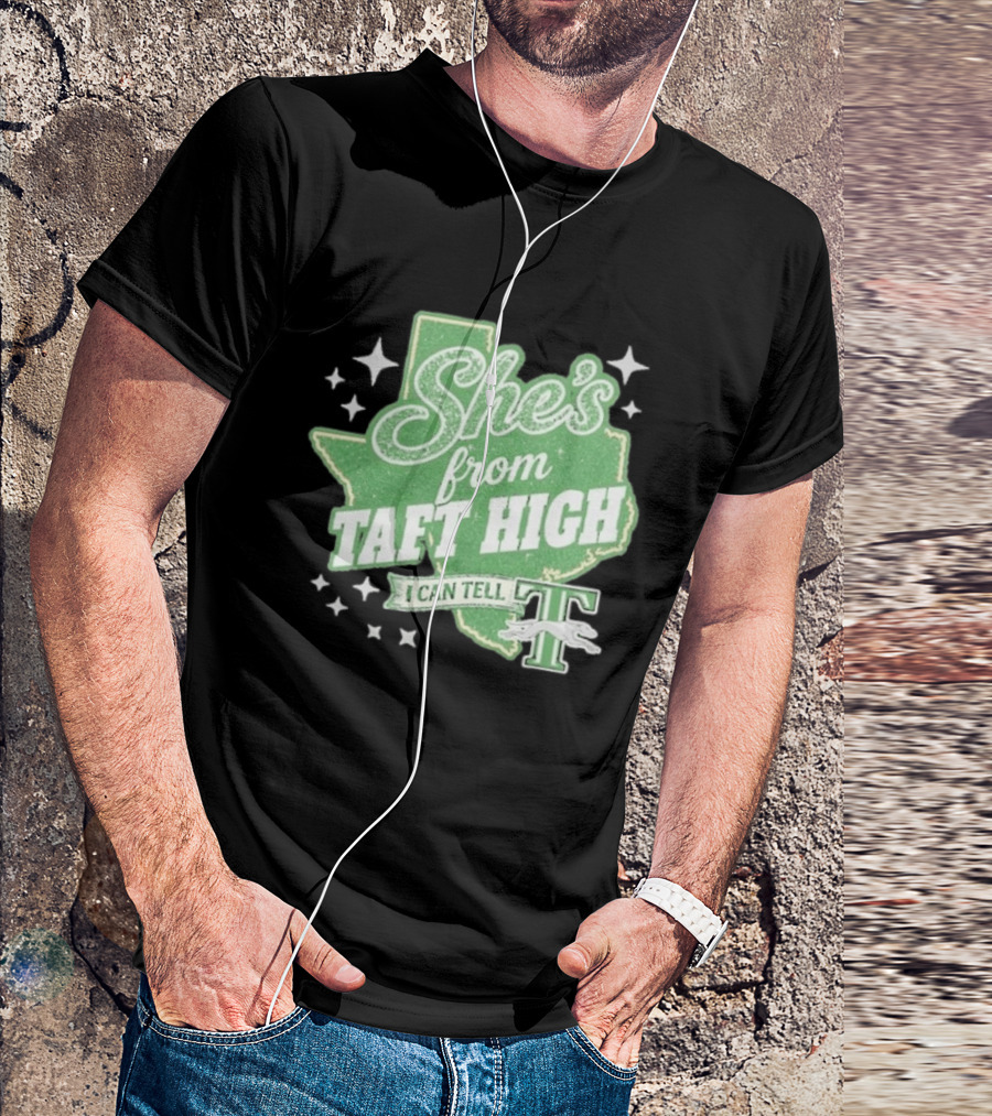 She's From Taft High I Can Tell With Stars And Sparkle Texas Map T-Shirt