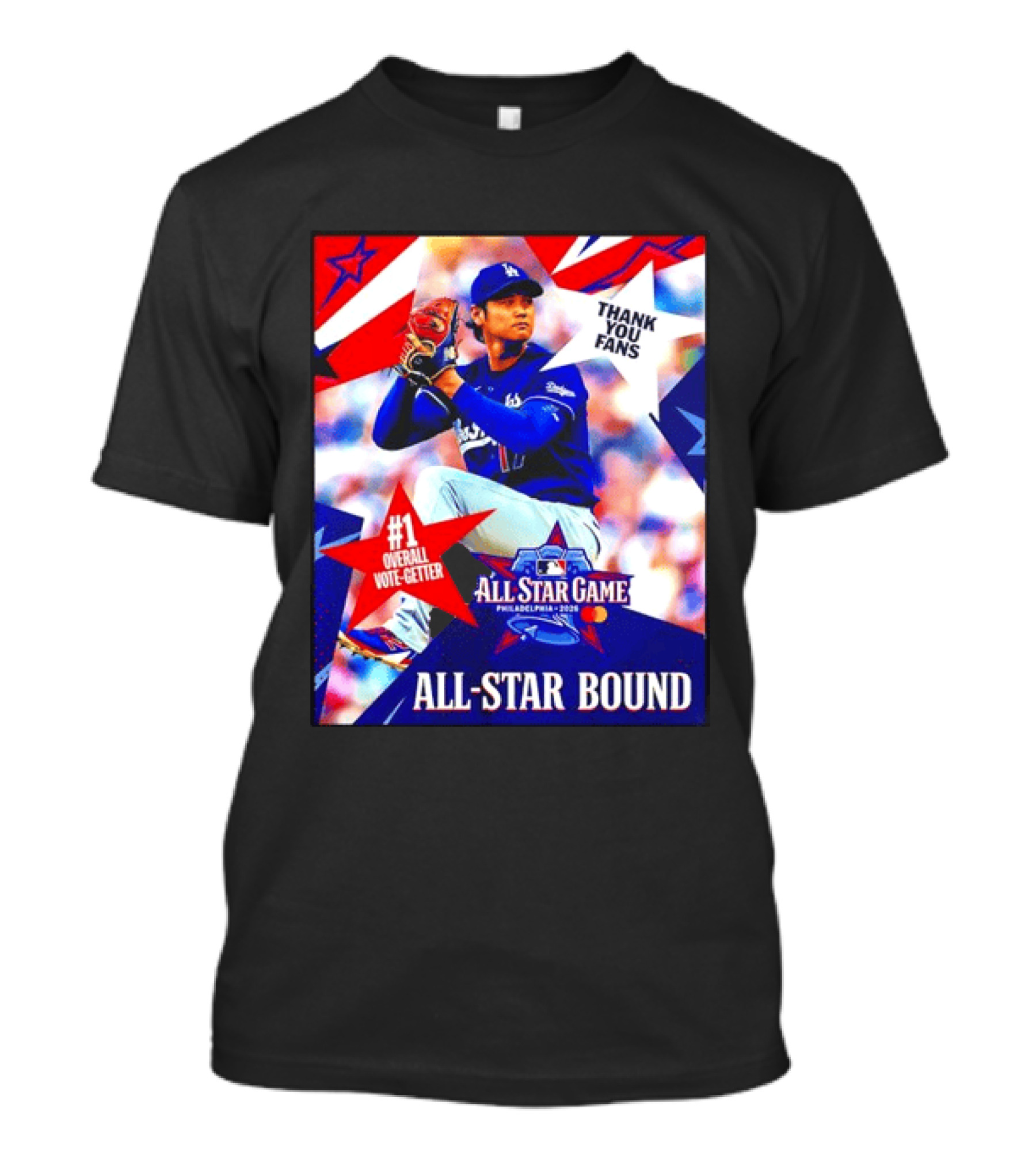 All Star Game Philadelphia 2026 Shohei Ohtani Los Angeles Dodgers All Star Bound Thank You Fans #1 Overall Vote Getter T-Shirt